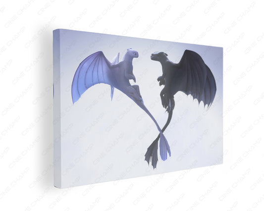 Night Fury and Light Fury Canvas Wall Art