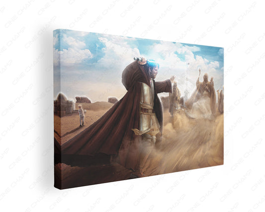 Obi Wan Kenobi vs Sand People Canvas Wall Art