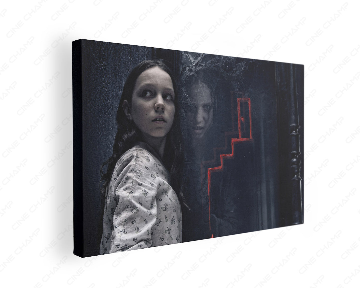 Premium Queen of Spades framed canvas print for horror movie room decor.
