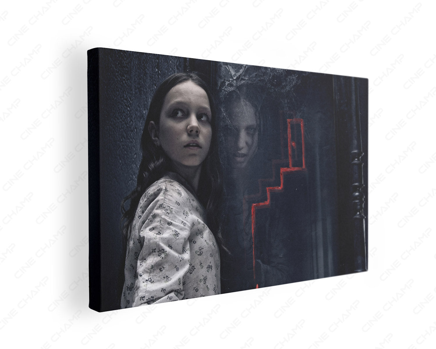 Premium Queen of Spades framed canvas print for horror movie room decor.