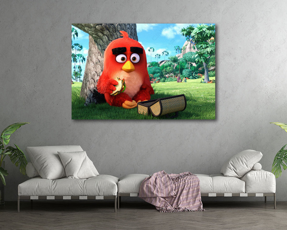 Red Angry Birds Movie Canvas Artwork For Kids Room