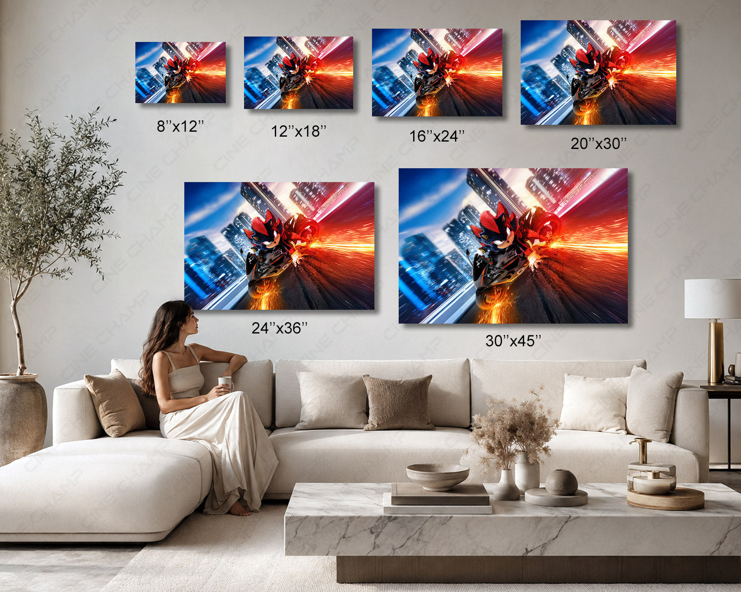 Biker Shadow Sonic the Hedgehog Canvas Print Available in Multiple Sizes
