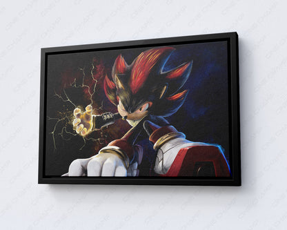 Sonic the Hedgehog 3 Movie Canvas Print with Black Floating Frame