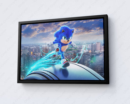 Sonic the Hedgehog 3 Canvas Print with Black Floating Frame