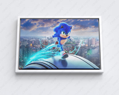 Sonic the Hedgehog 3 Canvas Print with White Floating Frame