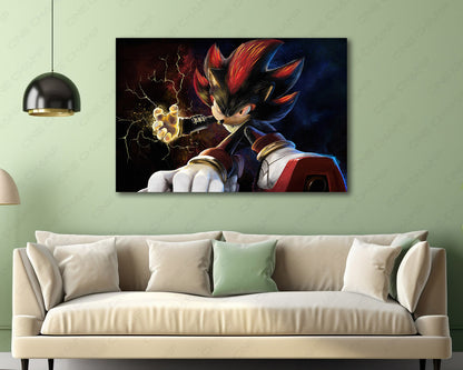 Sonic the Hedgehog 3 Movie Canvas Wall Art in a Luxury Living Room