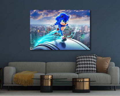 Sonic the Hedgehog 3 Canvas Print Displayed in a Modern Living Room