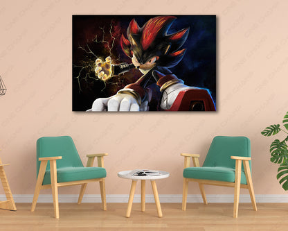 Sonic the Hedgehog 3 Movie Canvas Print Displayed in a Modern Living Room