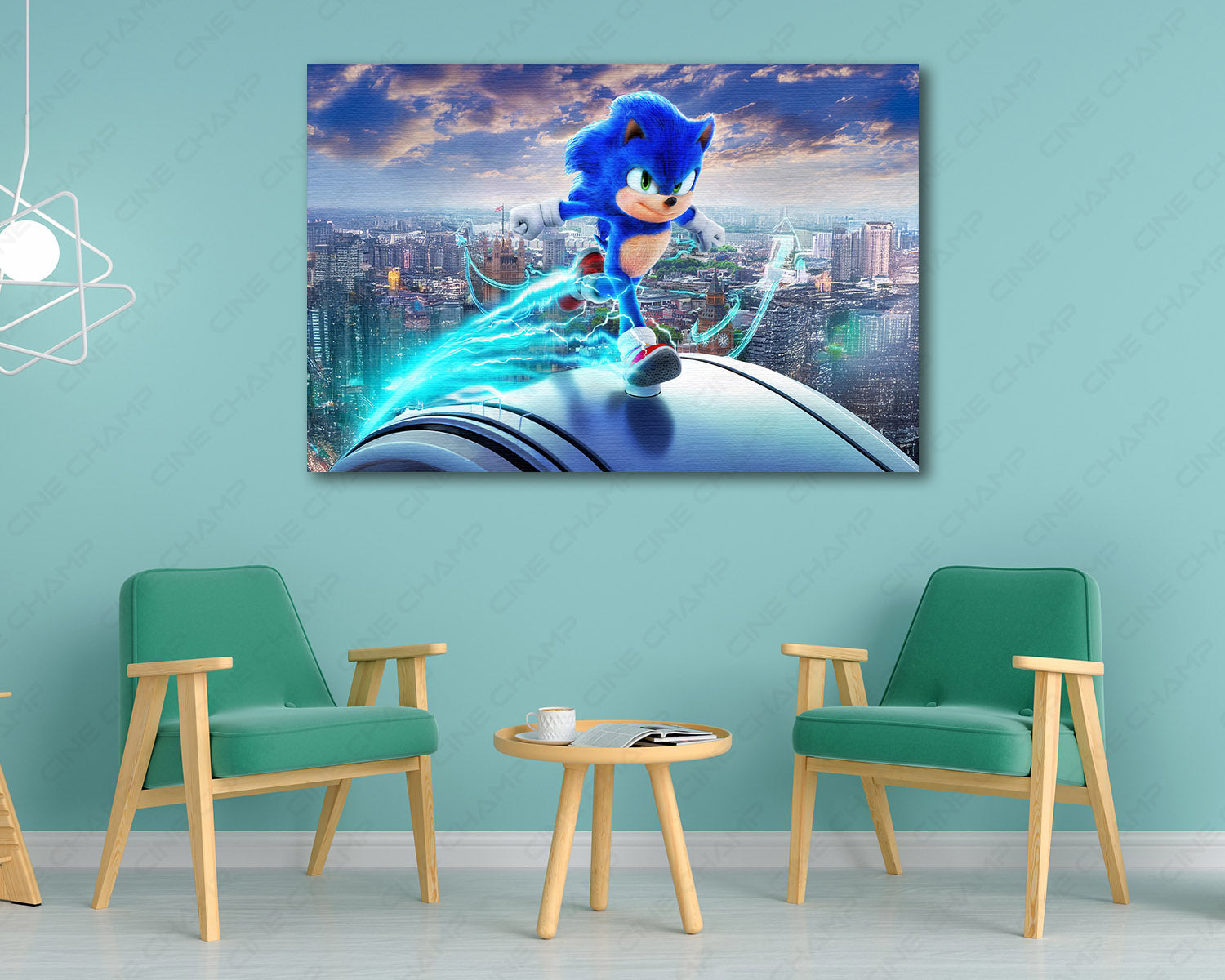 Sonic the Hedgehog 3 Canvas Wall Art in a Luxury Living Room