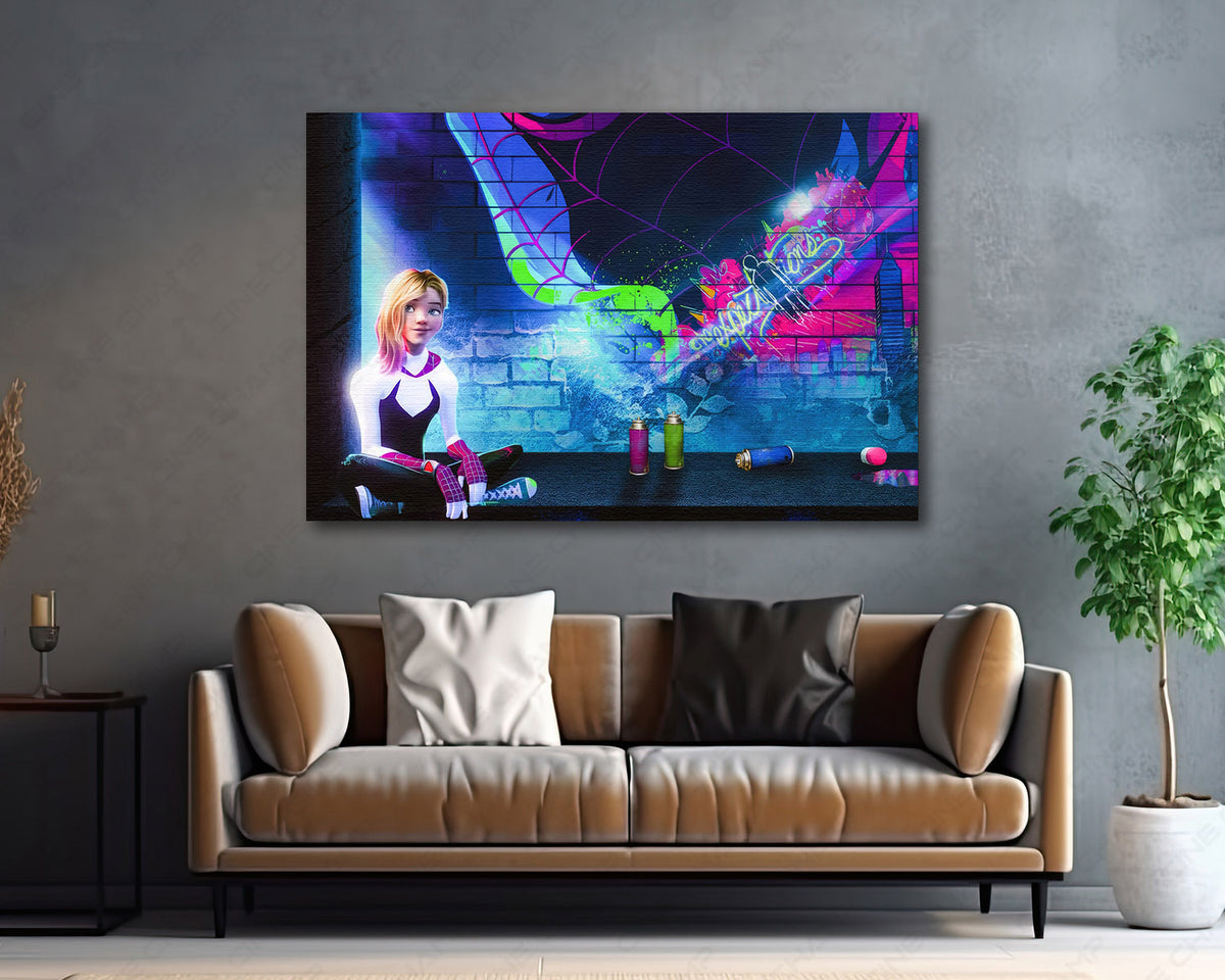Spider Gwen street art canvas print