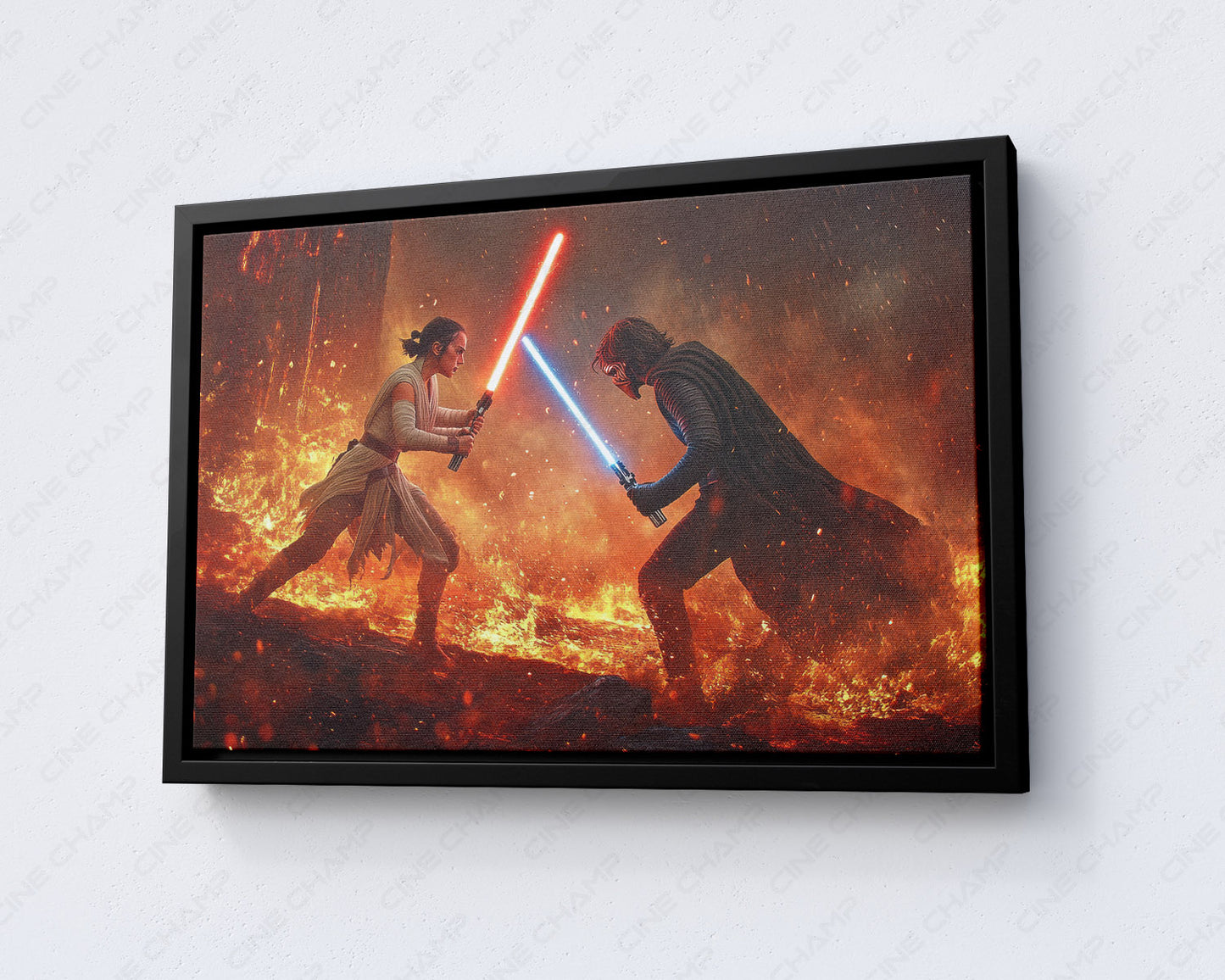 Star Wars: The Force Awakens Canvas Print with Black Floating Frame for Modern Home and Entertainment Room Decor