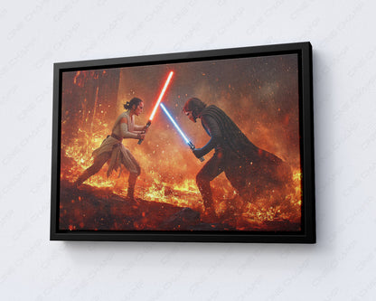 Star Wars: The Force Awakens Canvas Print with Black Floating Frame for Modern Home and Entertainment Room Decor