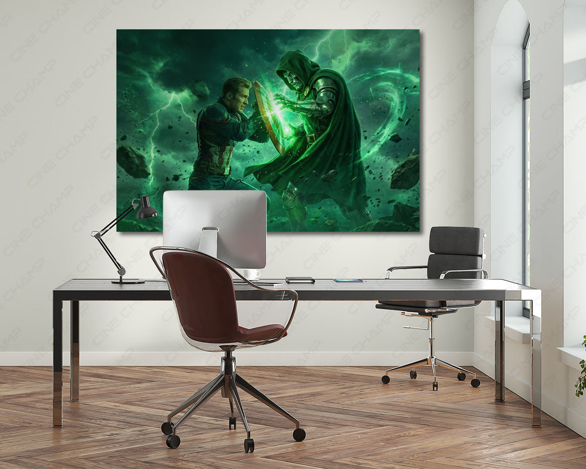 Superhero battle canvas for gaming setup