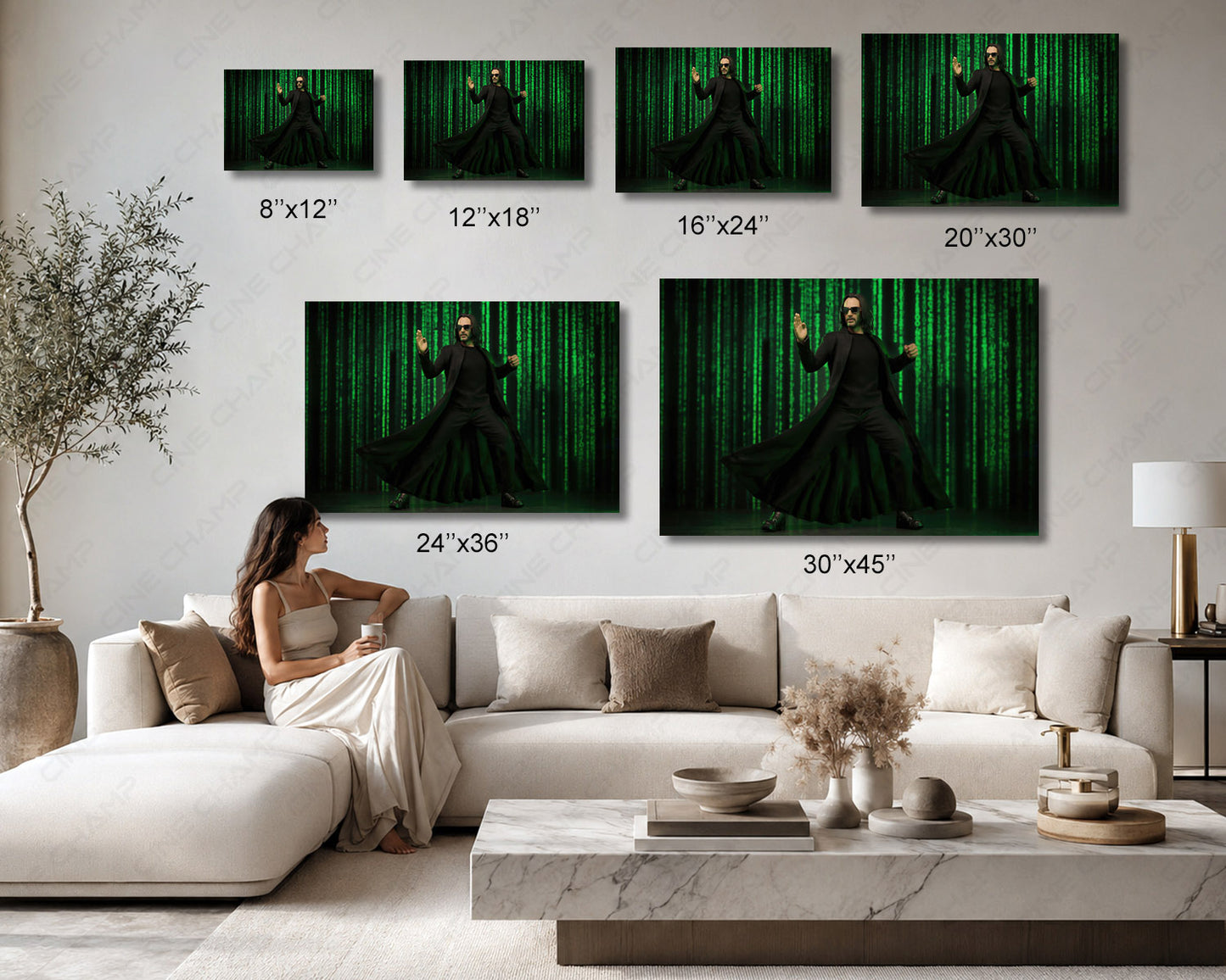 The Matrix Resurrections inspired movie wall art available in multiple canvas sizes for home decor