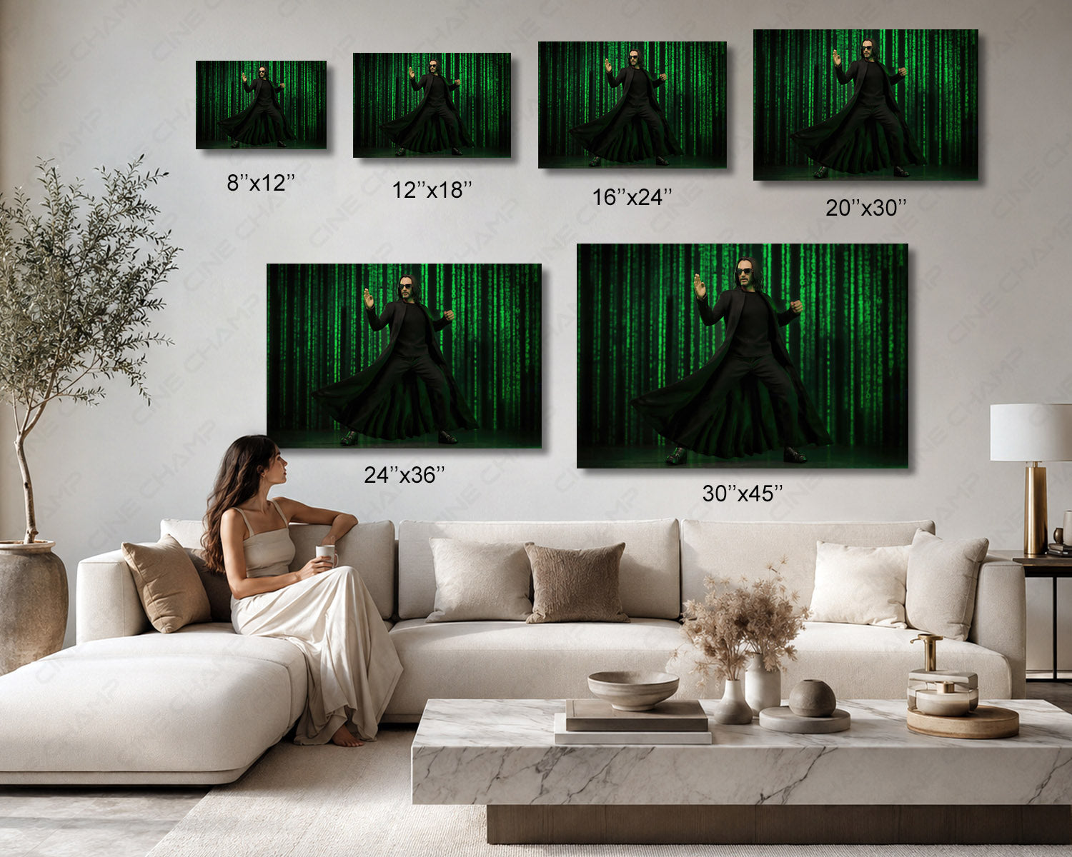 The Matrix Resurrections inspired movie wall art available in multiple canvas sizes for home decor