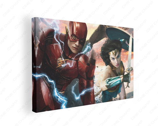 The Flash And Wonder Woman Canvas Wall Art