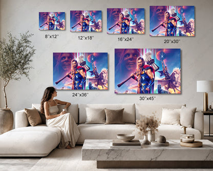 Thor: Love and Thunder Canvas Print Available in Multiple Sizes for Home, Office, Bedroom, Entertainment Room, and Man Cave Decor