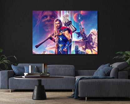 Thor: Love and Thunder Canvas Print Displayed in a Contemporary Living Room Interior