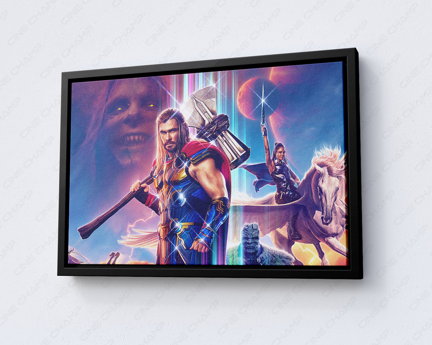 Thor: Love and Thunder Canvas Print with Black Floating Frame for Modern Home and Entertainment Room Decor