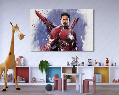 Tony Stark splatter artwork canvas