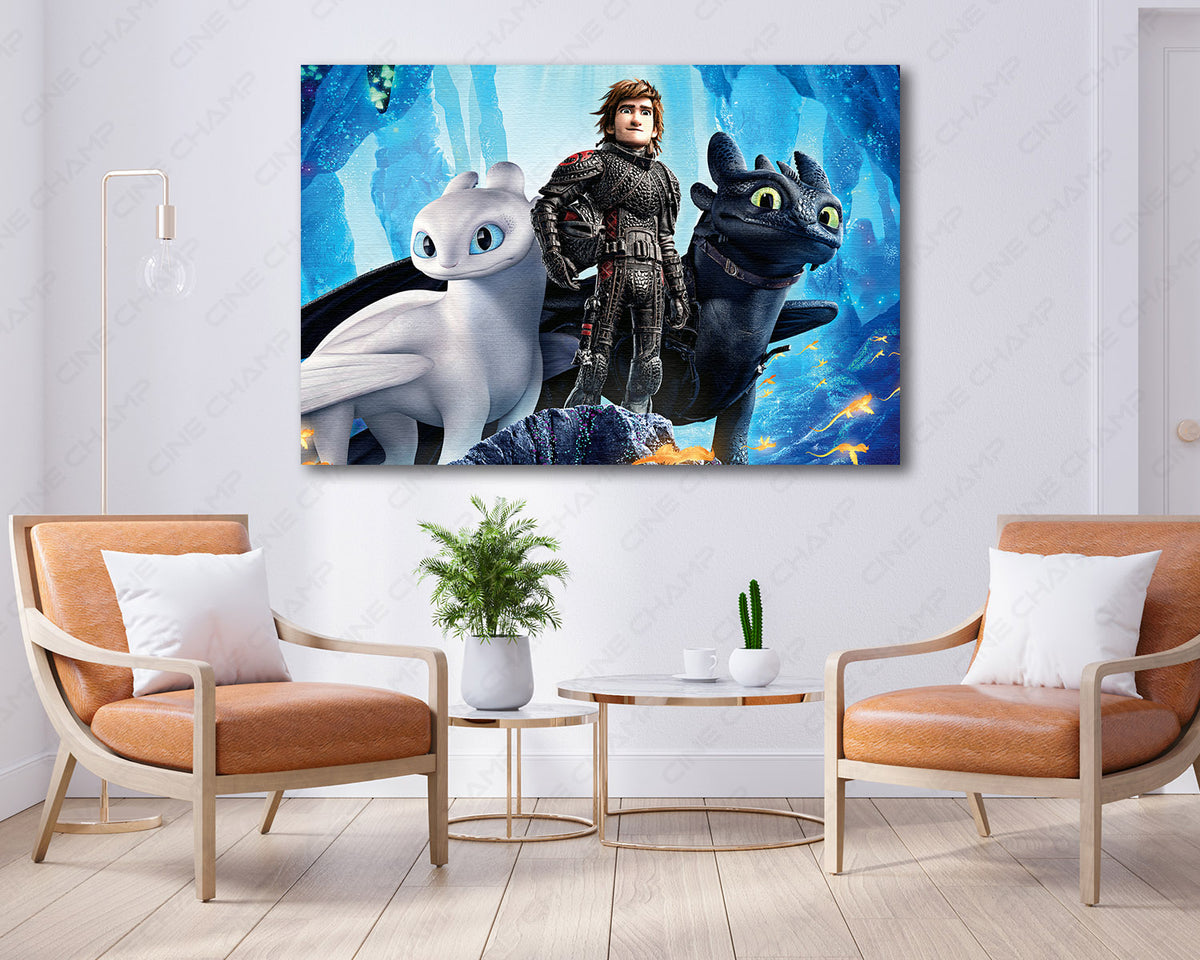 Toothless and Light Fury canvas wall print