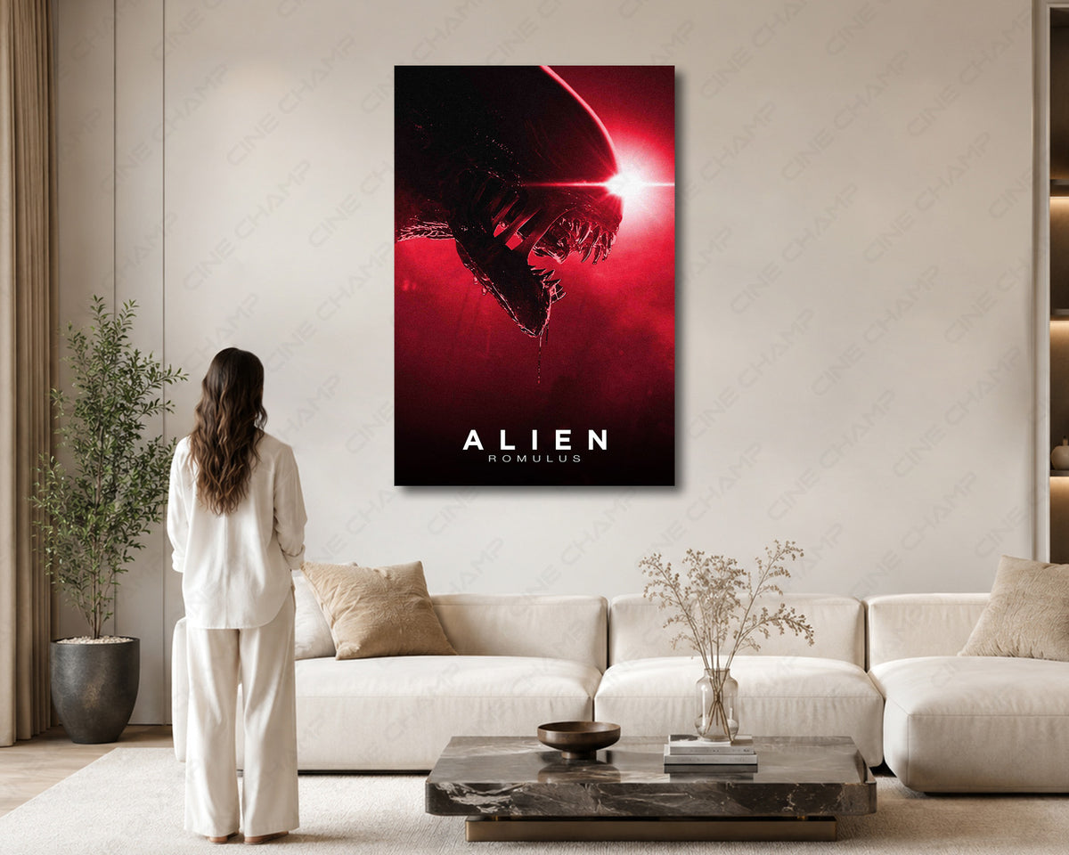 Xenomorph-inspired wall decor for an Alien franchise media room