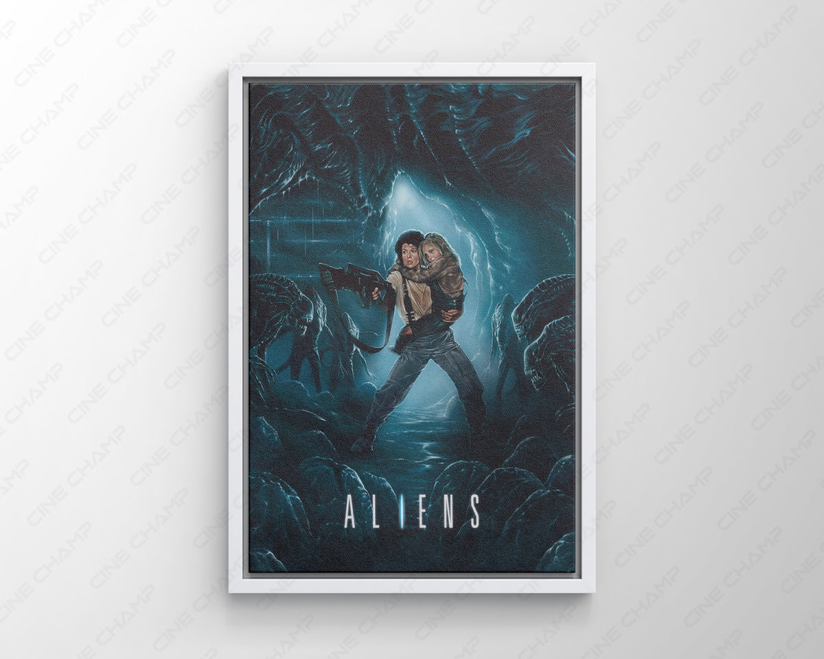 Xenomorph battle-inspired wall artwork for sci-fi collectors