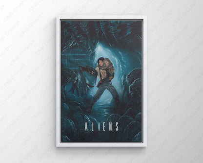 Xenomorph battle-inspired wall artwork for sci-fi collectors