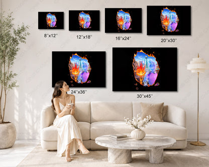 Elemental Movie Canvas Wall Art Ember and Wade Fantasy Animation Artwork