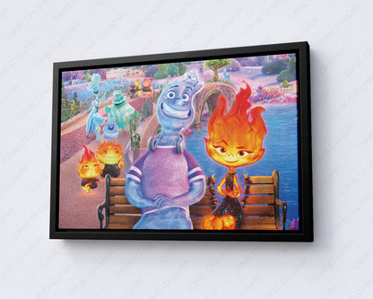 Elemental Fire and Water Canvas Wall Art