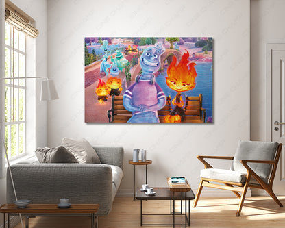 Elemental Fire and Water Canvas Wall Art