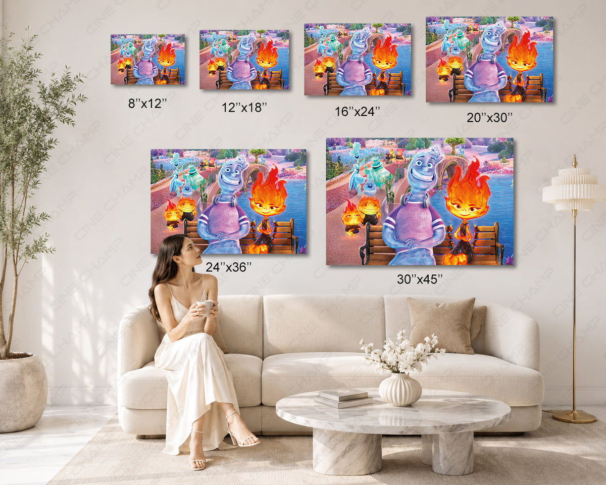 Elemental Fire and Water Canvas Wall Art