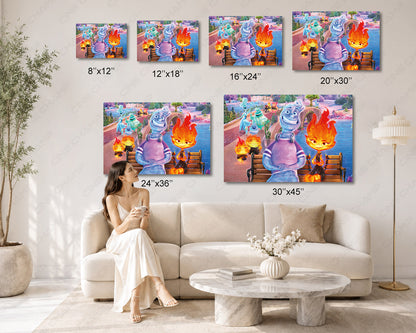 Elemental Fire and Water Canvas Wall Art