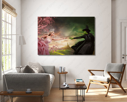 Elphaba & Glinda Wicked Canvas Wall Art Magical Fantasy Movie Artwork
