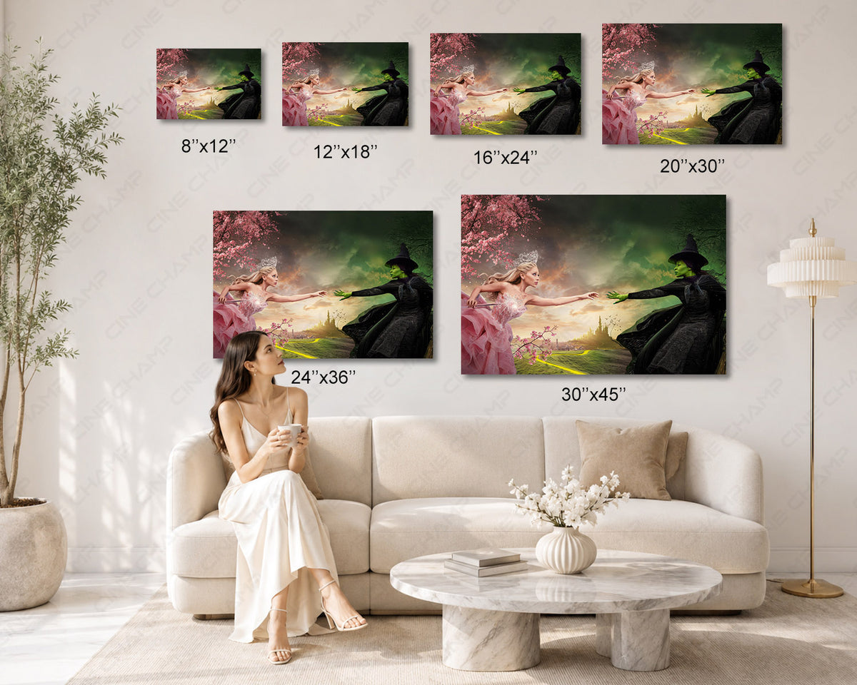 Elphaba & Glinda Wicked Canvas Wall Art Magical Fantasy Movie Artwork