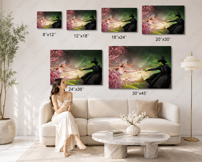 Elphaba & Glinda Wicked Canvas Wall Art Magical Fantasy Movie Artwork