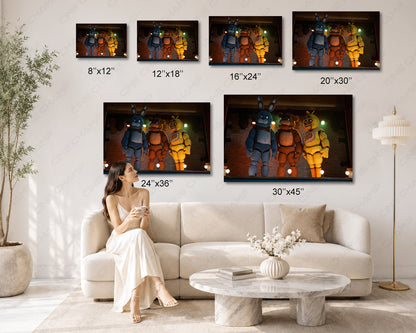 Five Nights at Freddy's Canvas Wall Art Freddy Fazbear Horror Game Decor