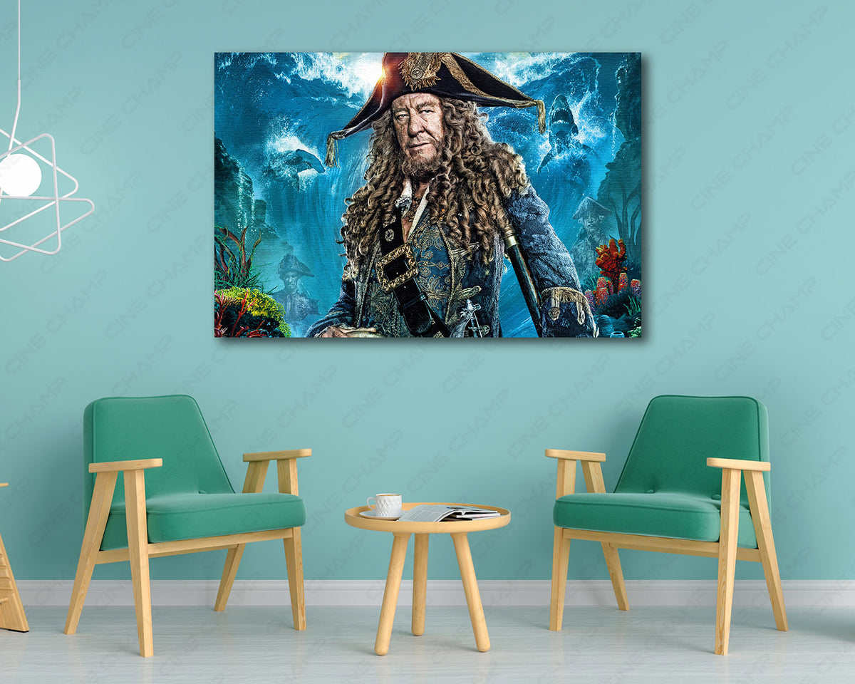 Geoffrey Rush Pirates of the Caribbean Canvas Captain Barbossa Movie Wall Art