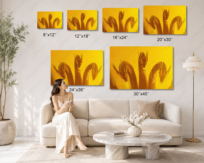 King Ghidorah Canvas Wall Art Legendary Kaiju Monster Artwork