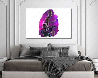 Groot and Rocket Avengers Infinity War Canvas Marvel Movie Wall Art