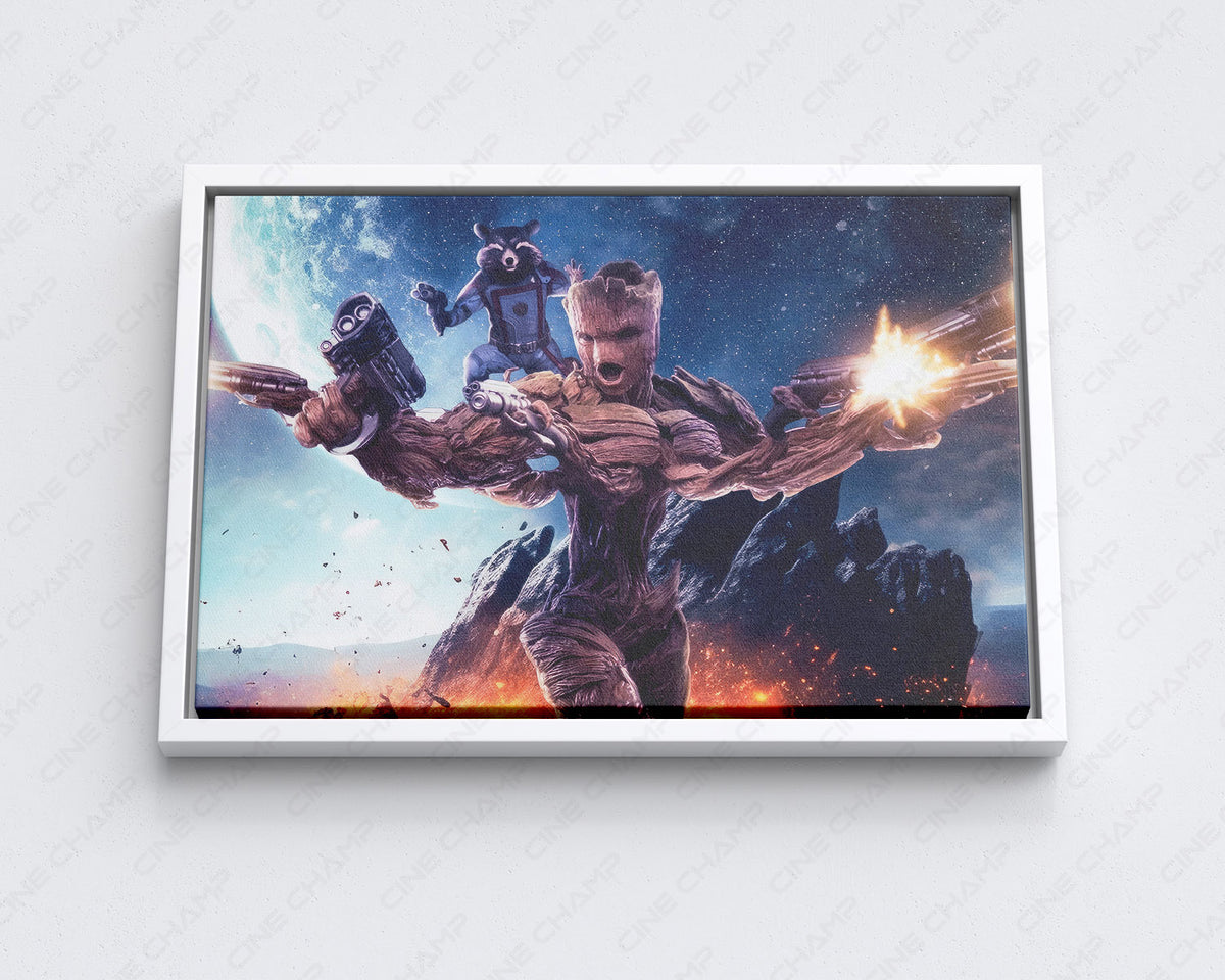 Groot and Rocket Raccoon Canvas Wall Art Guardians of the Galaxy Marvel Wall Decor