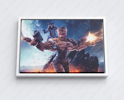 Groot and Rocket Raccoon Canvas Wall Art Guardians of the Galaxy Marvel Wall Decor