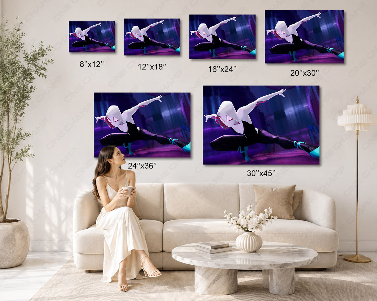 Spider-Gwen Into the Spider-Verse Canvas Print Gwen Stacy Animated Wall Art