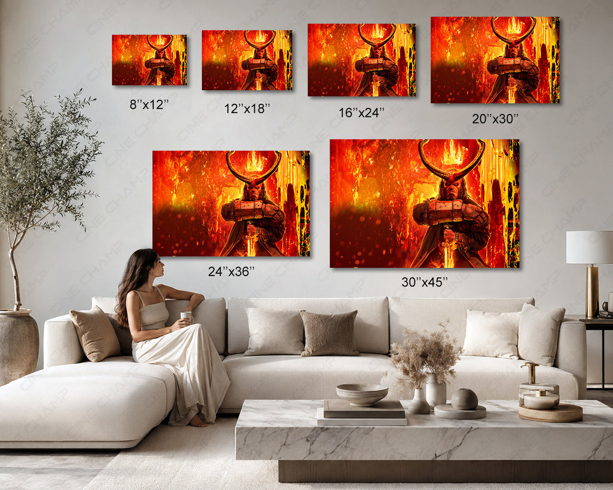 Hellboy Wall Art Canvas Supernatural Comic Hero Cinematic Decor