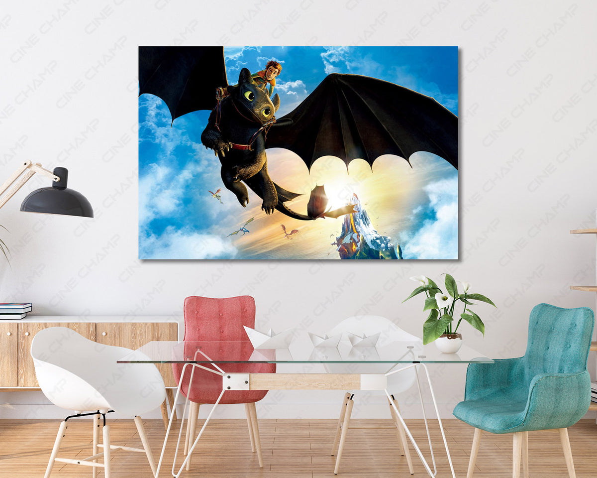 How to Train Your Dragon Canvas Wall Art Toothless Movie Decor