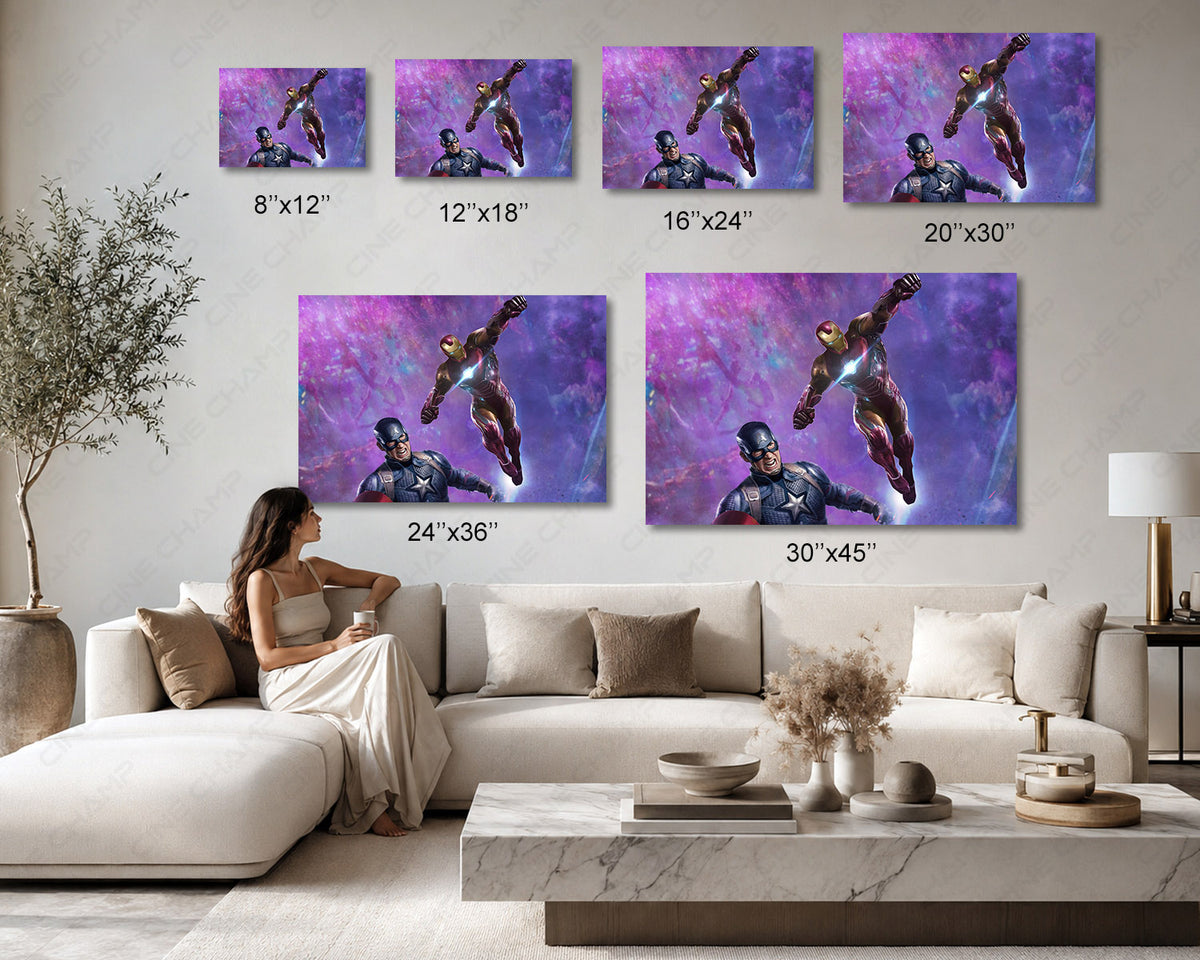 Iron Man and Captain America Avengers Endgame Canvas Wall Art