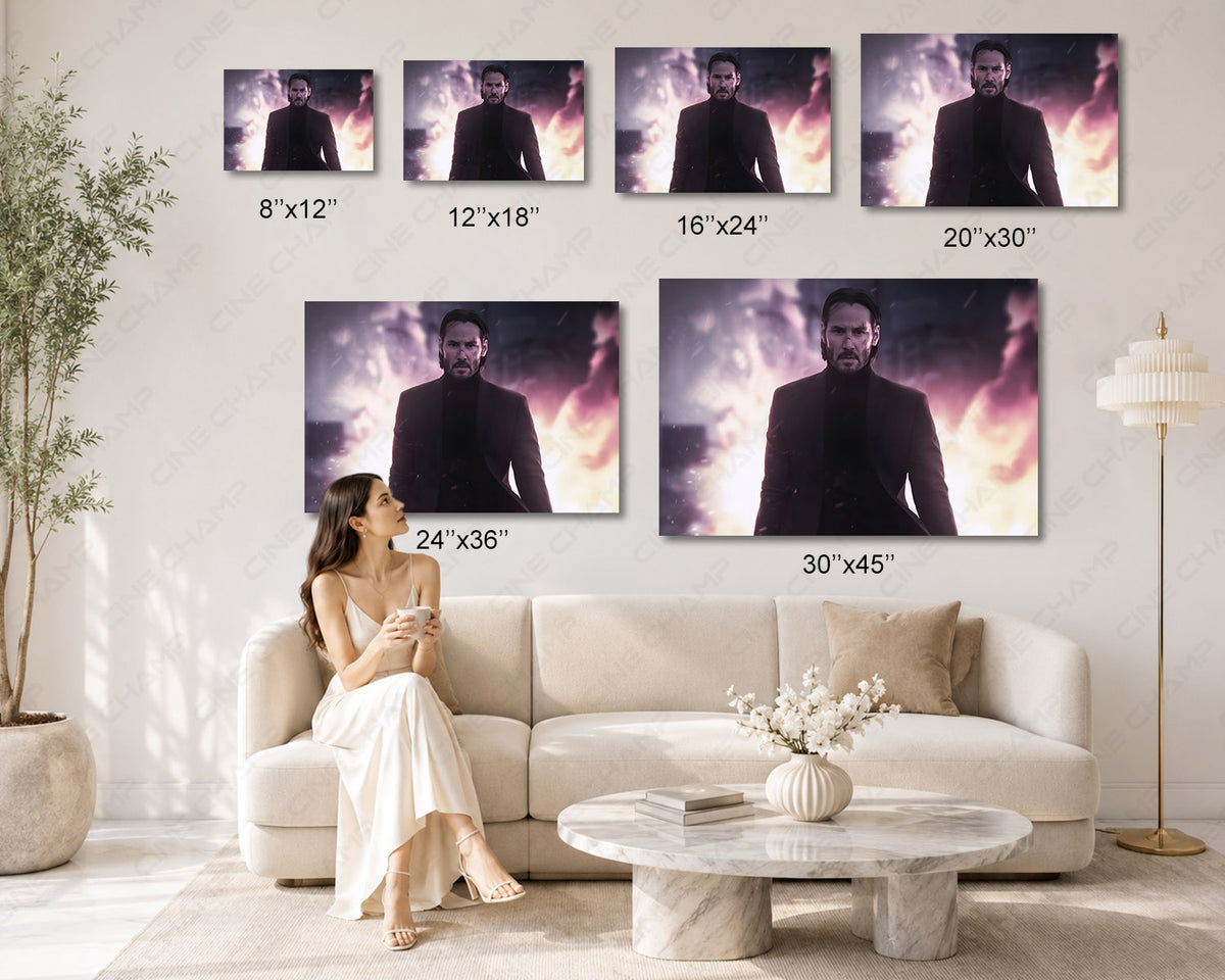 John Wick Dark Canvas Print Cinematic Keanu Reeves Wall Art