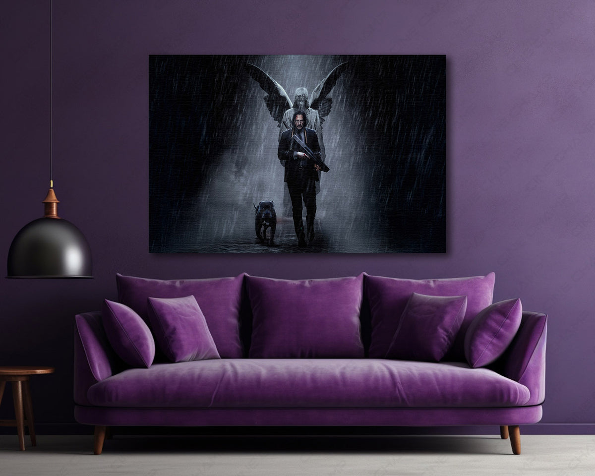 John Wick And Dog Canvas Print Dog Lover Wall Decor