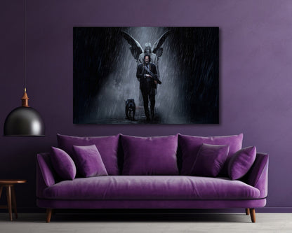 John Wick And Dog Canvas Print Dog Lover Wall Decor