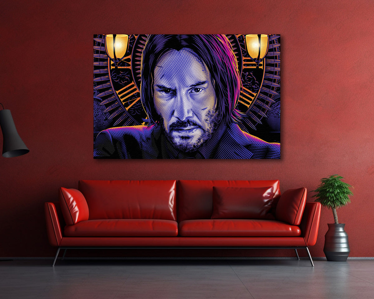 John Wick Pop Art Canvas Print Modern Action Movie Wall Decor